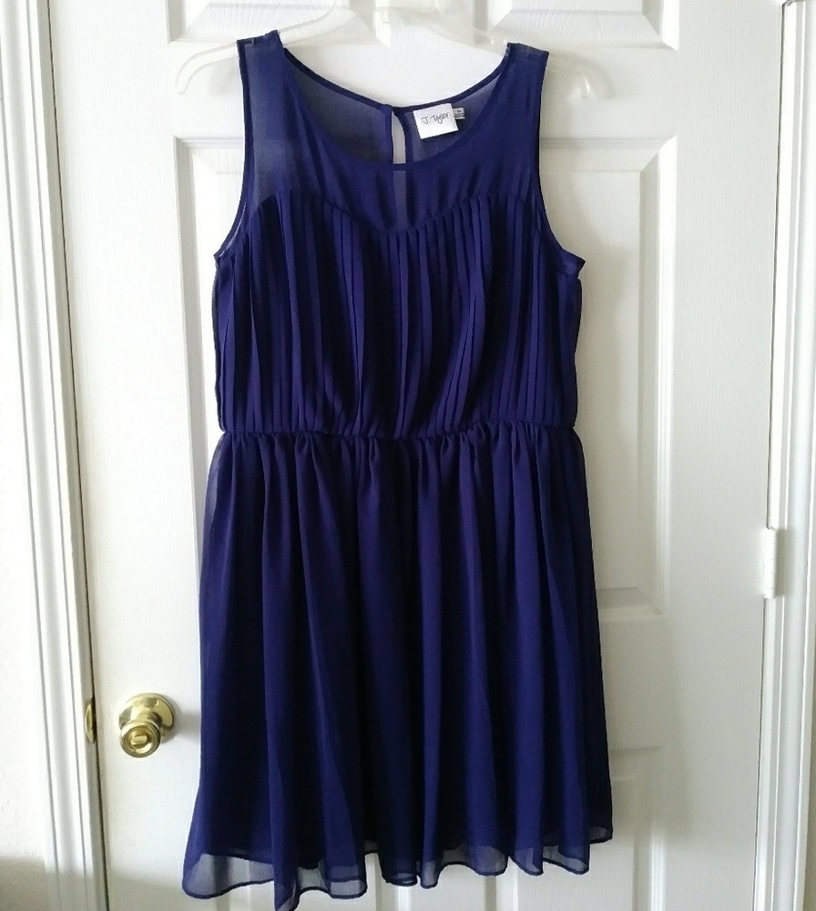 J. Taylor Blue Chiffon Blouson Dress